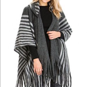 Gray Color Hooded Poncho